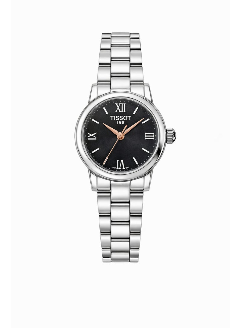 Ladies Stainless Steel Watch with Black Dial by  Tissot– Silver